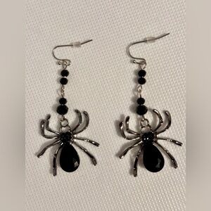 Spider Dangle Earrings Black Halloween Fall Costume Accessories